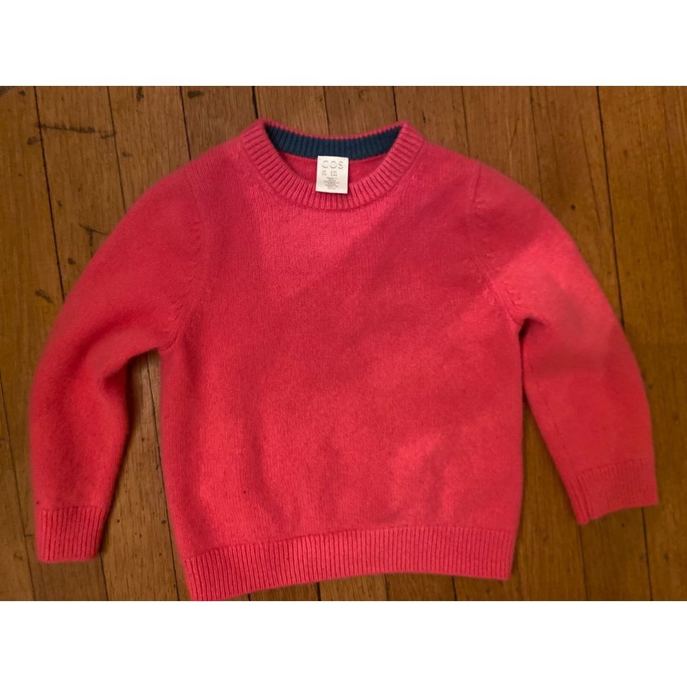 Girls Size 2-4Y COS 100% Cashmere Pink Crewneck Sweater